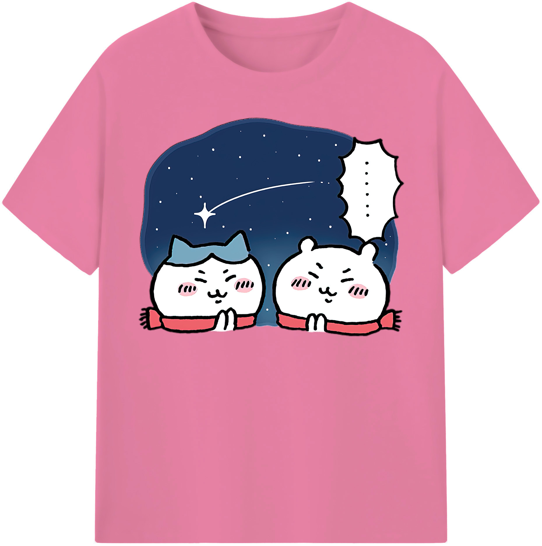 （画像用） ちいかわ ハチワレ Chii-kawa hachiware 綿100％半袖Tシャツ（フロントプリント）